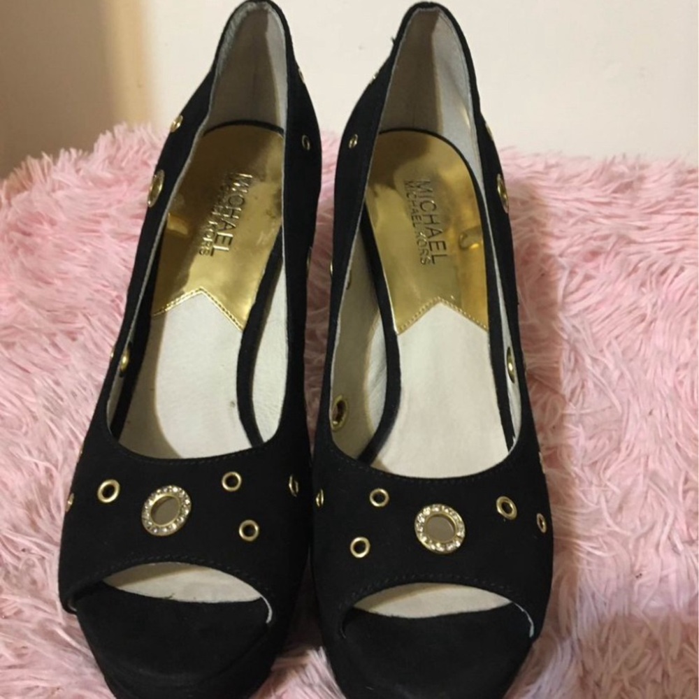 Michael Kors Women's Delilah Peep Toe Tall High Heels Platforms Stilettos SZ 8.5 - Picture 11 of 11